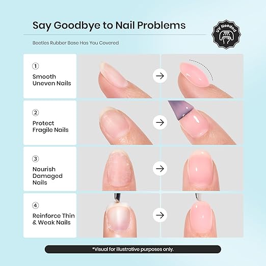 Beetles Rubber Base Gel and Builder Top Coat Gel Nail Polish Set, 2Pcs 15ML Nude Nail Polish Pink Neutral Color Base No Wipe Builder Top Coat, Thick Flexible Base for Nails Strengthening