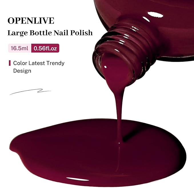 16.5ml Jelly Sheer Rose Red Nail Polish Large Volume Quick Dry Nail Polish, Long Lasting Shine, Fingernail Toenail Nail Art DIY Home Travel Nail Art Gift