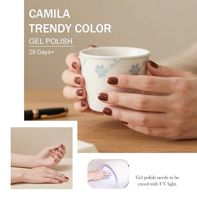 CAMILA ¿ 6pcs 15ml Hema Free Tpo Free Gel Polish Set Nude Brown Pink Gel Nail Polish Kit Soak Off Gel Polish Manicure Salon For Women K Set