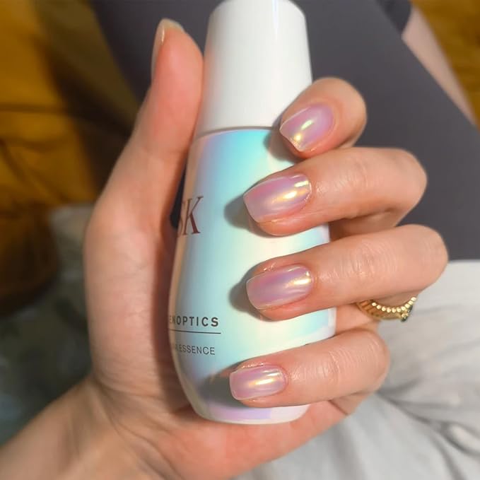 Unicorn Chrome Nail Powder 1g Mermaid Aurora Metallic Mirror Effect Pearl Glitter Pigment for Nails, White Iridescent Nail Chrome Powder for Gel Nails Polish Design with Tool