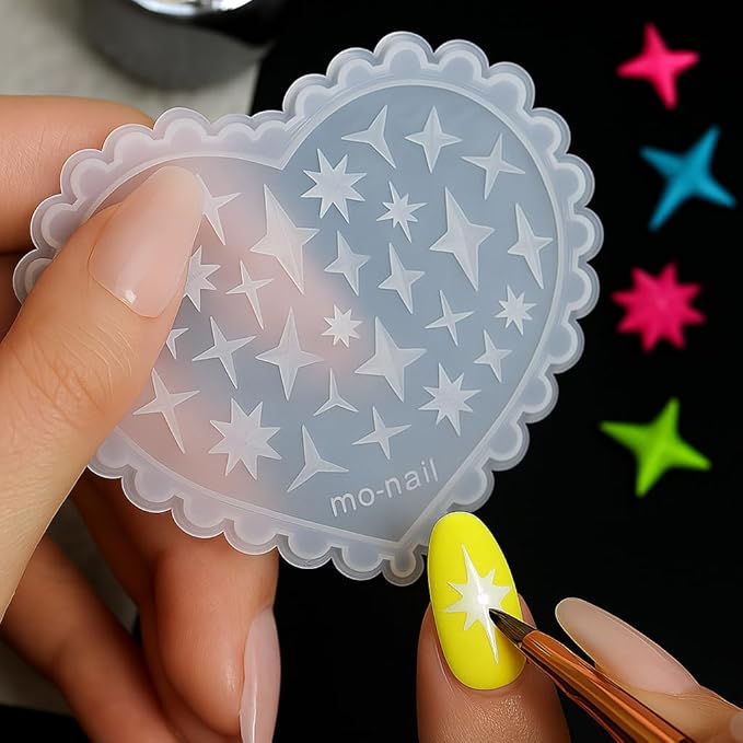 2 Pcs Star Silicone Nail Art Molds for Women Resin Nail Design