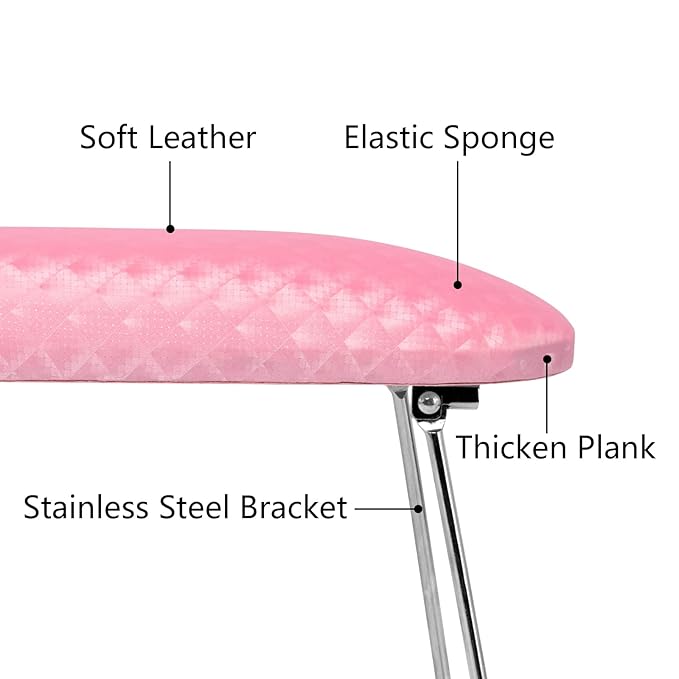 krofaue Nail Arm Rest,Professional Microfiber Leather Nail Hand Rest Stand Arm Rest for Acrylic Nails Cushion Hand Holder with Non-slip - Nail Technician Use Must Have（Pink）