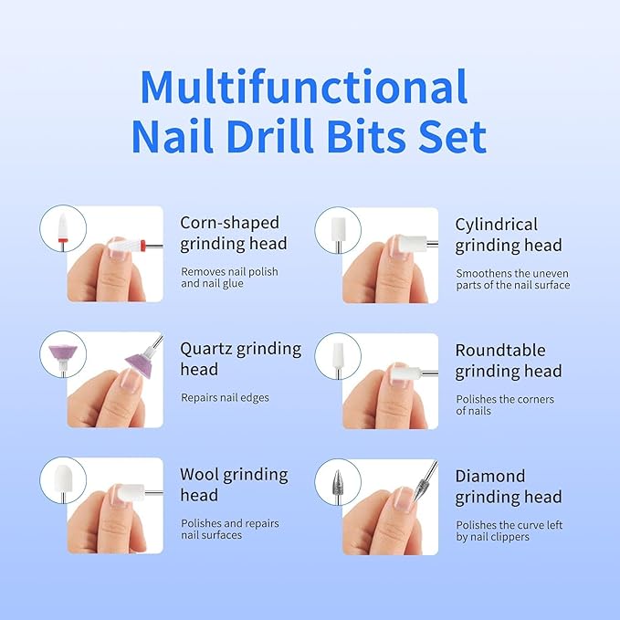 Electric Nail Drill Professional Electric Nail File Kit 11 in 1 Rechargeable Manicure Pedicure Tools Cordless Nail Drill with 3 Speeds Modes and LED Lighting for Acrylic Gel Dip Powder Nails(Green)