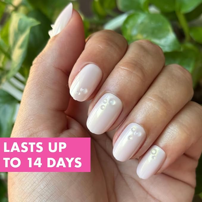 Olive & June Maximalist Instant Mani Press-On Nails (Glue) | 42 Fake Nails, 21 Sizes | Non-Toxic, Long-Lasting Big, Bold Gorgeous Realistic Look | Short, Round | Pink Bubble Pearlescent