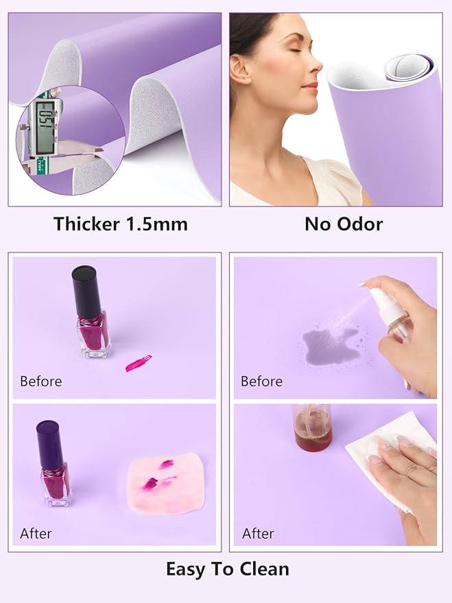 (MAT ONLY) Nail Art Table Mat, Nail Arm Rest Pad for Acrylic Nails, Soft Microfiber PU Leather Nail Mat for Table, Foldable Nail Hand Rest Pillow Manicure Pad, Acrylic Nail Desk Mat for Nail Cushion