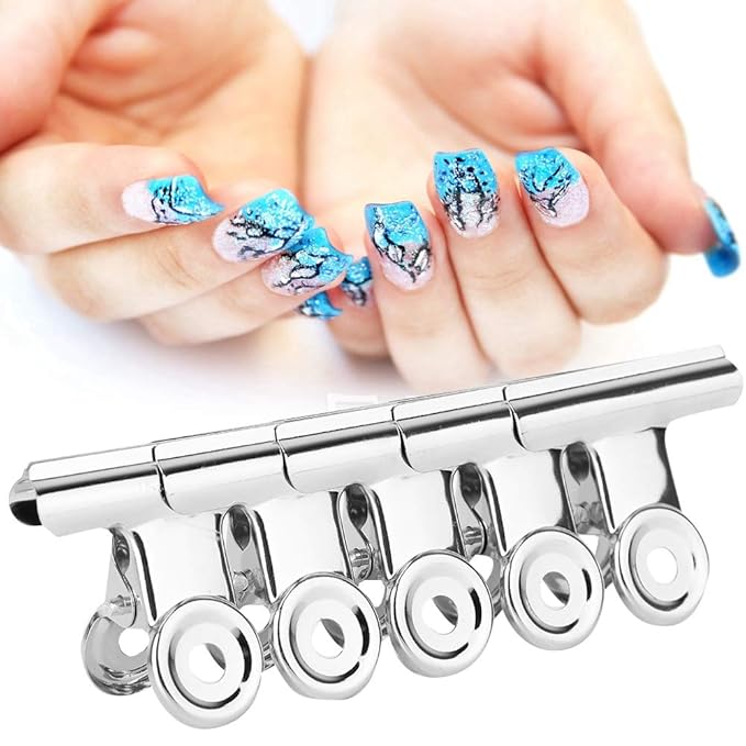 Nail Extension Clips, 5PCS Stainless Curve C Nail Curvature Pinching Clips Multi-functional Nail Art Accessories Metal Tools