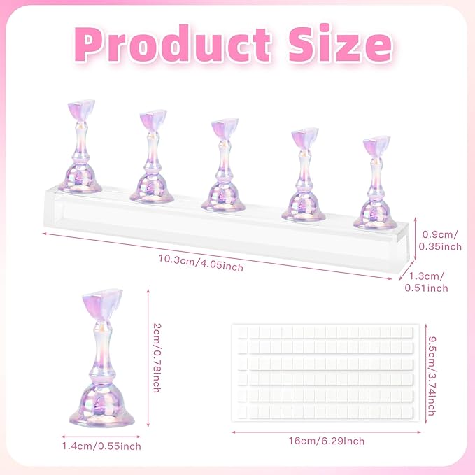 Nail Stand Nail Holder for Painting Nails 2 Sets Press on Nails Stand Display with 96 Pcs Reusable Adhesive Putty Clay Magnetic Acrylic Nailss Art Tools Accessories for Home DIY Salon Supplies Purple