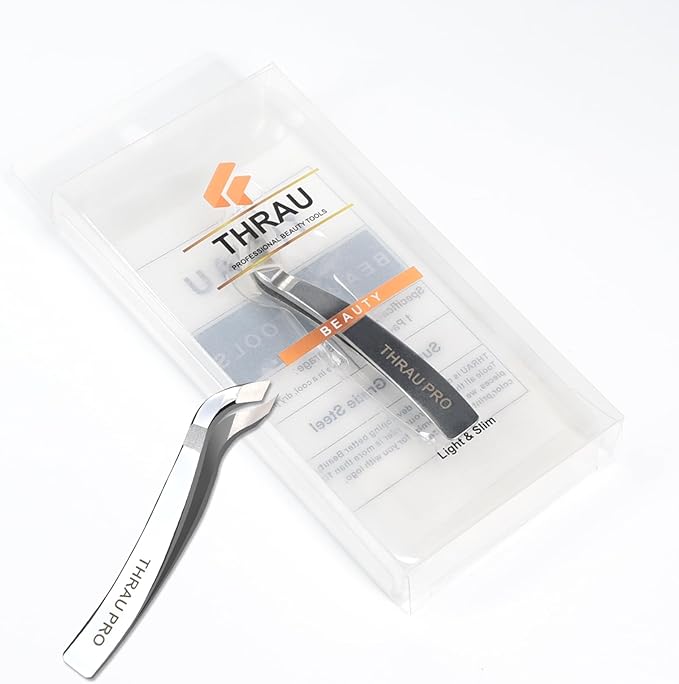 THRAU Mini Cuticle Trimmer Tweezers, Professional Cuticle Nippers Cutter for Manicure and Pedicure, Stainless Steel Precise Nail Clippers Scissors
