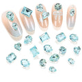 DONGZHOU 72pcs Mix Shape Nail Art Rhinestone,7 Styles Glass Nail Rhinestones Pointback Nail Gems Shiny 3D Nail Charms for Nail DIY Decorations Crafts,Aquamarine