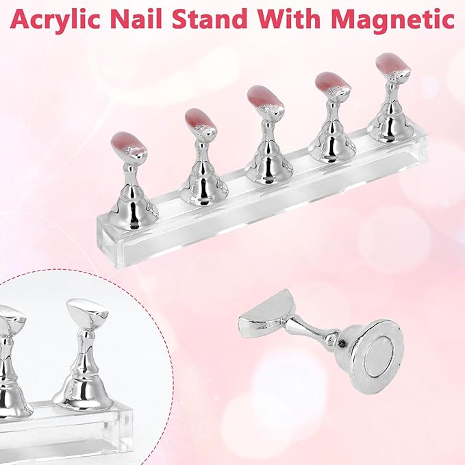 Nail Art Tools Set, 15Pcs Nail Art Brushes White Gel Brush Purple Color Palette Polish Mixing Plate Acrylic Stands for Painting 5Pcs Double-Ended Dotting Pen Design Tools Kit for DIY Manicure