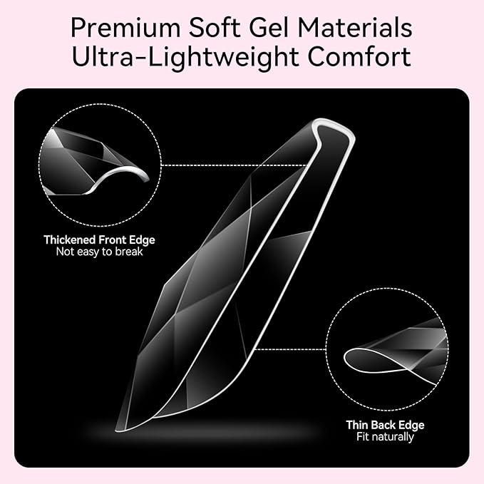 Makartt Short Almond Soft Gel Nail Tips: 120pcs 3D Diamond-Shaped Fake Nails Extension, 12 Sizes Full Cover Clear Press-On Tip, Natural Rhombus Lattice, Suit for Chrome Nail Powder