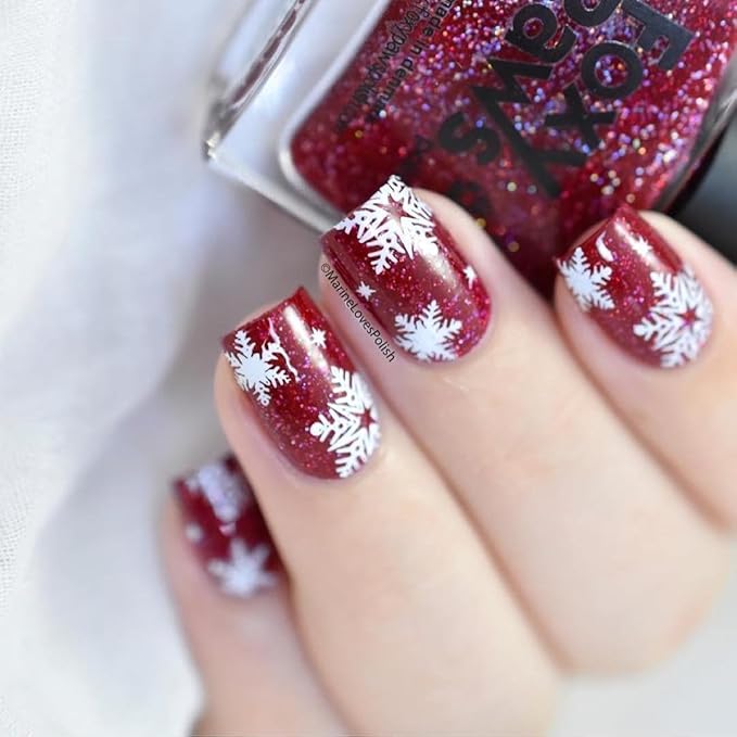 Whats Up Nails - A014 Holiday Snowfall Stamping Plate for Christmas Winter Nail Art Design