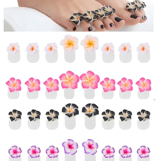 32 Pcs Toe Separators Pedicure Spacers – Flower Nail Polish Dividers, Silicone Toe Stretcher, Reusable Feet Care Tools Toes Protectors for Women Home Salon (Bulk Kit)