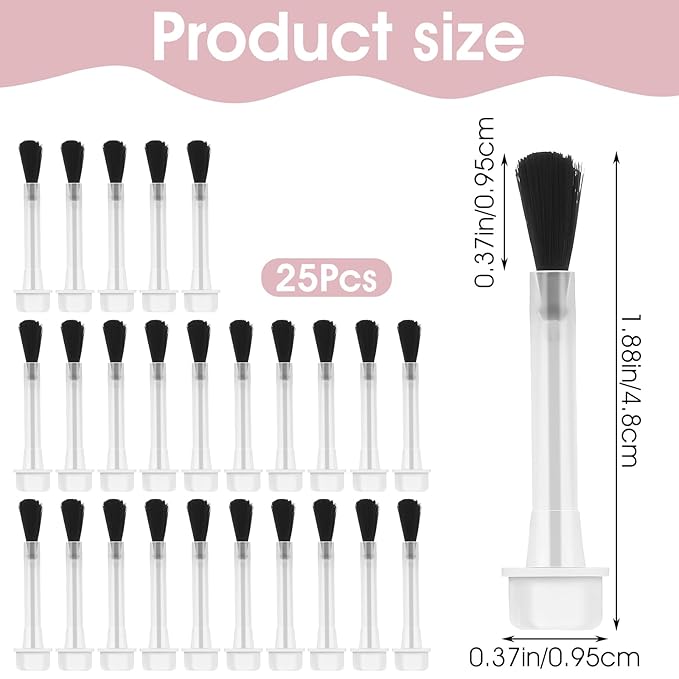 25pcs Disposable Dip Replacement Brush, Dipping Powder Liquid Nail Art Brush Set Fine Soft Bristles Nail Polish Brush Kit with Handle for Home DIY Salon