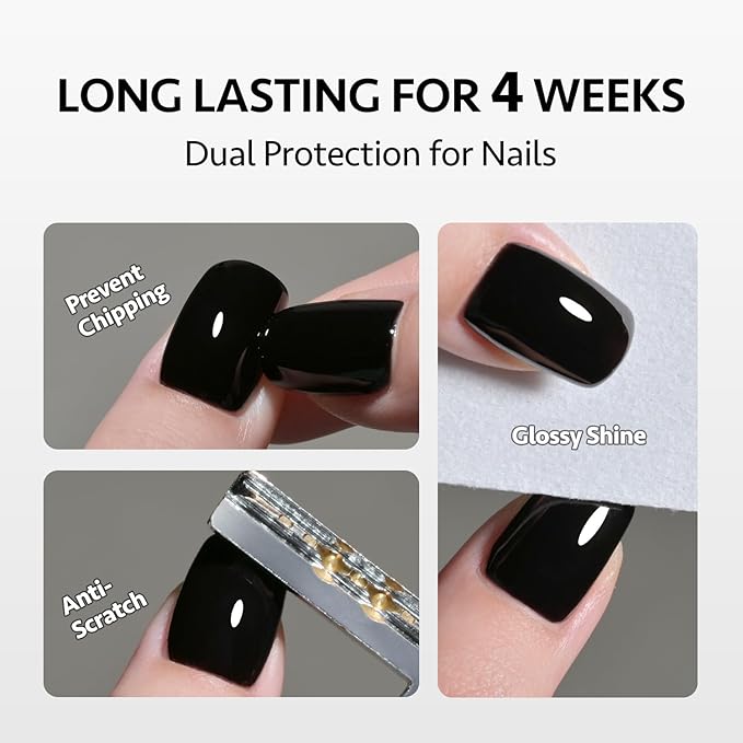 GAOY Glossy Gel Top Coat and Builder Base Set, 2 Pcs 16ml Glassy Top Coat and Clear Rubber Base Nail Strengthener Combination for UV Light Cure Gel Nail Polish