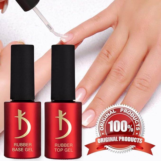 Professional Rubber Top & Base Gel Set By Kodi | 15ml 0.5 oz | Soak Off, Polish Fingernails Coat Kit | For Long Lasting Nails Layer | Easy To Use, Non-Toxic & Scentless | Cure Under LED Or UV Lamp