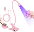 AORAEM UV LED Nail Lamp, Quick Drying UV Light for Gel Nails Foot Control LED Nail Cure Lamp, Flash Cure Light with Gooseneck and Clamp for Gel Nails, Pink