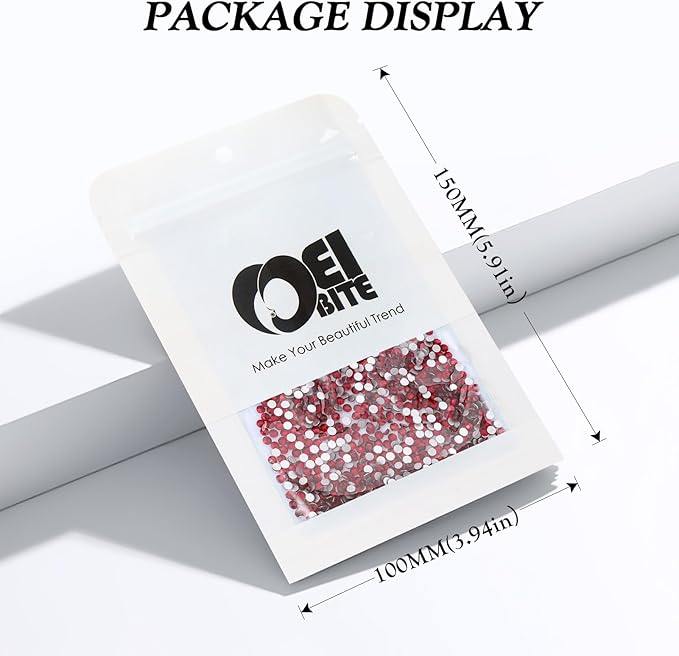 Siam Flatback Rhinestones, Glass Rhinestones for Nail Art and Craft, Glue Fix, Loose Crystal Gemstones(Siam, SS10, 2880pcs, 2.7-2.8mm)