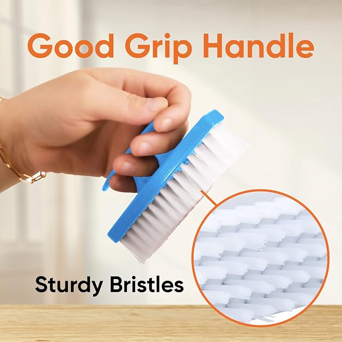 Superio Nail Brush for Cleaning Fingernails, Nail Scrubber Brush, Toe Foot Hands Fingernail Brush Cleaner- Small Scrub Brush- All-Purpose Stiff Cleaning Brush for Home, Kitchen, Work, (2, Blue/White)