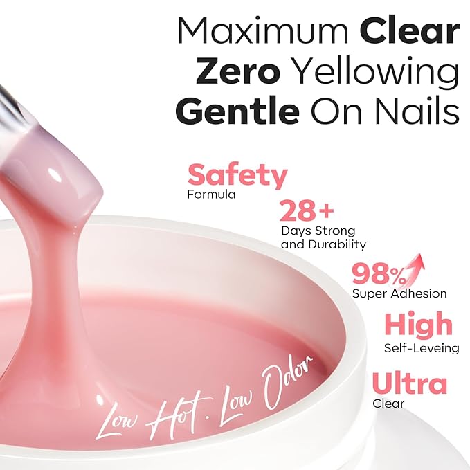 modelones Gel Builder for Nails, 10-in-One Builder Nude Pink for Extension Overlays, Cove Pink High Hardness Hard Gel for Apex Building Sculpting Home Salon U V/LED Cured, 2oz