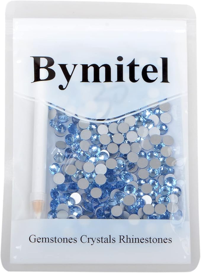 1440PCS Art Nail Rhinestones Non Hotfix Glue Fix Round Crystals Glass Flatback for DIY Jewelry Making with one Picking Pen (ss20 1440pcs, Lt. Sapphire)