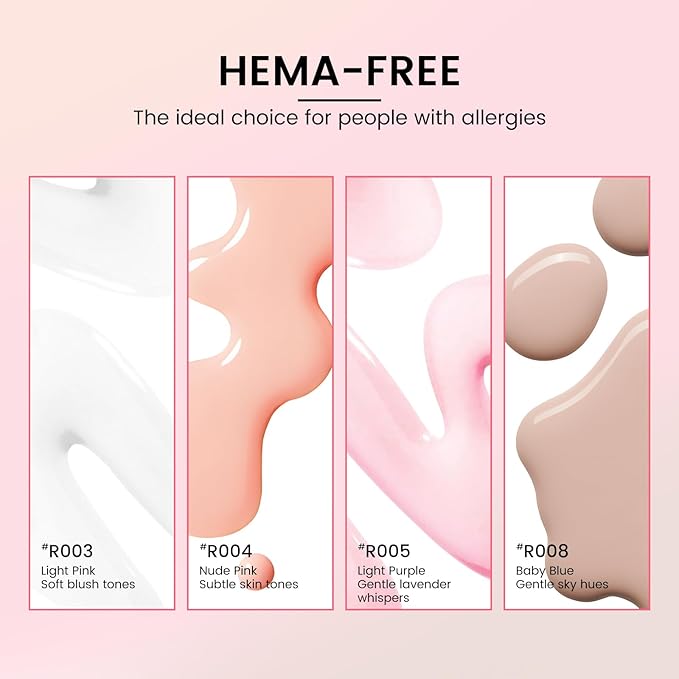 TPO and HEMA Free Gel Nail Polish Kit with U V Light - White Nude Light Pink at Home Gel Manicure Kit with Base & Top Coat Chrome Nail Powder - 4 Colors Nail Art Starter Gift for Women Girl