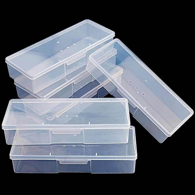 Clear Manicure Tool Box, Personal Nail Box Storage Case for Organizing, Plastic Nail Tool Box for Manicure Pedicure Kit (6pcs)