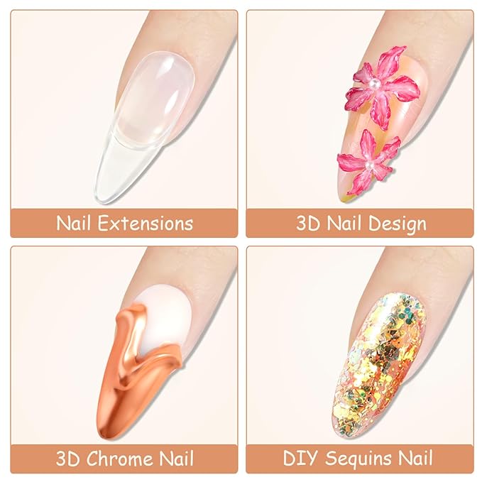 3D Sculpting Gel for Nail Art, 30g Clear Solid Builder Gel Non-Stick Hand Extension, Molding for Nails with Flower Nail Mold & Carving Pen, Professional Manicure Salon Supplies