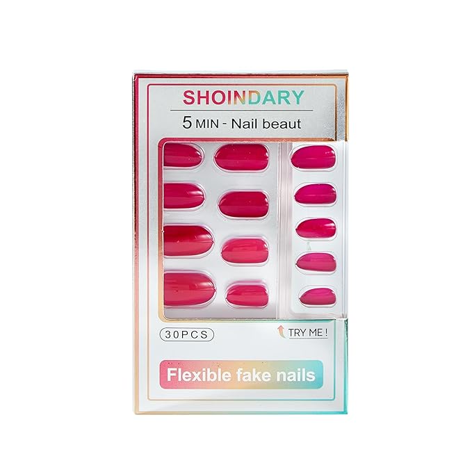 Cherry Red Press On Nails Medium Almond Handmade Soft Gel Fake Nails Burgundy, Deep Red Stick Glue on Nails Kit for Women, Reusable Acrylic False Nail Set