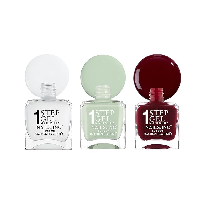 Nails Inc It's Topless Gel-Like Dirty Martini Nail Polish Trio, 4-in-1 Base Coat, Treatment, Color & Top Coat, Long Lasting, Strong, Chip Free, Glossy Salon Quality Manicure, Air Dry, 3 Piece Set