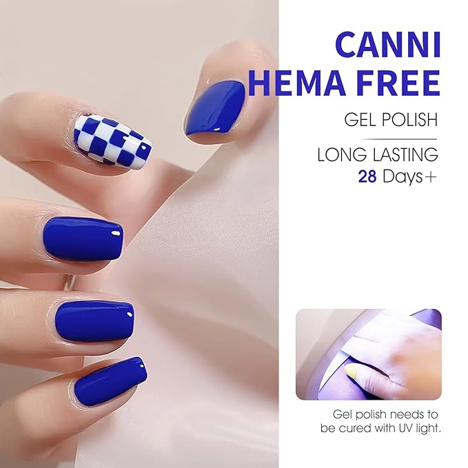 CANNI Gel Nail Polish Set – 6 Classic Colors (White, Pink, Blue, Red, Green, Black), HEMA-Free, Soak-Off UV LED Gel, Long Lasting for DIY Manicure & Nail Art at Home or Salon
