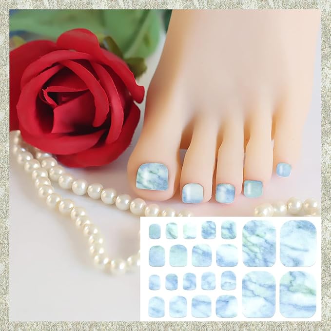 WOKOTO 20 Sheets Marble Toenail Stickers For Women, Gradient Toenail Nail Polish Strips Nails Kit With Nail File, Toe Nail Gel Polish Strips Stick On Nails Polish Stickers Full Nail Wraps For Toes