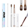 2Pcs Acrylic Nail Art Brushes Size 8, 100% Pure Kolinsky Hair Oval Nail Brush for Acrylic Application, Professional Nail Extension Manicure Tool Striping Nail Drawing Pen for Home Salon