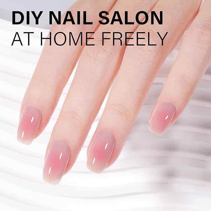 AILLSA Ruddy Pink Gel Nail Polish Romantic Flamingo Jelly Gel Polish Sheer Rose Translucent Nude Gel Polish Long Lasting Blush Red Color Soak Off U V Gel for French Manicure Nail Art at Home 0.51 Oz