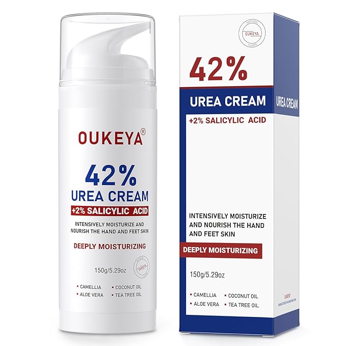 OUKEYA Urea Cream with Salicylic Acid for Dry, Rough Skin – Moisturiser for Feet, Heels, Hands & Elbows, 5.29 Oz