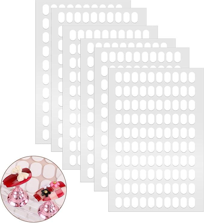 600 Pcs False Tip Double Sided Adhesive Tapes for Nail Art Holder Pre-cut Display Strips