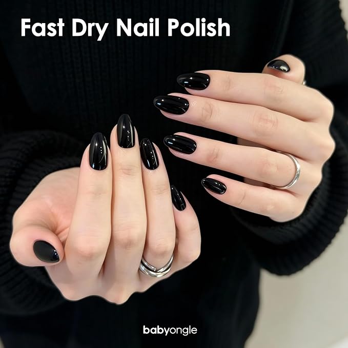 Black Nail Polish, 14 ML Quick Dry Nail Polish for Nail Art DIY Manicure at Home, Chip Resistant Nail Lacquer for Nail Art Varnish, Long Lasting, BOG136