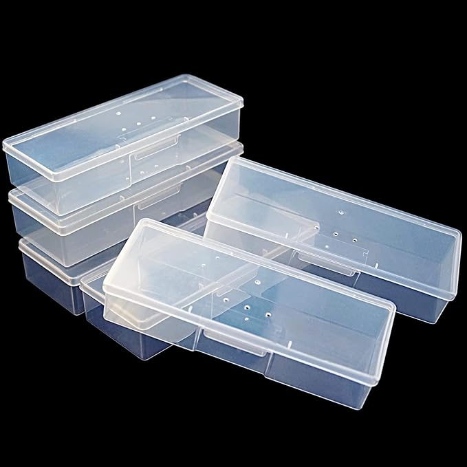 Clear Manicure Tool Box, Personal Nail Box Storage Case for Organizing, Plastic Nail Tool Box for Manicure Pedicure Kit (6pcs)