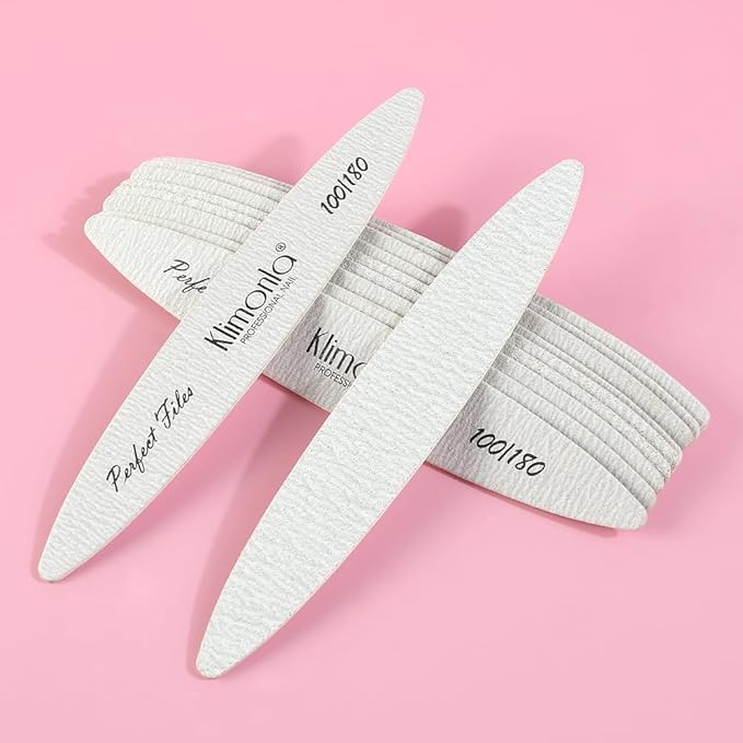 25pcs Professional Oval Nail Files Emery Board Set 100/180 Grit Dual-Grit Buffer Files for Natural & Acrylic Nails Tools Suit for Home Salon