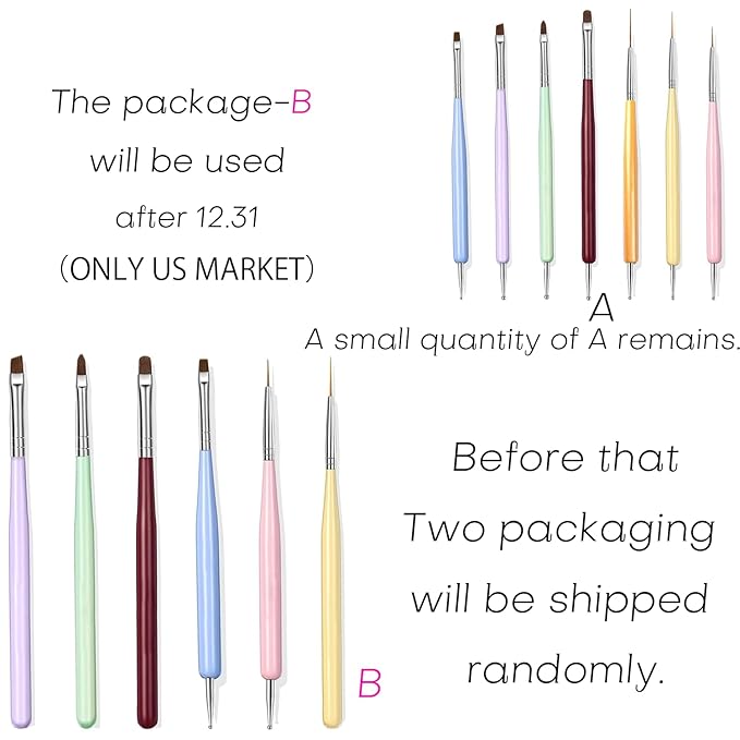 7PCS Nail Art Brushes, Nail Design Painting Brush Set with Nail Polish Brush, Nail Liner Brush, Nail Extension Gel Brush, Builder Nail Gel Brush, and Multi-Size Dotting Pens for DIY Nail Art