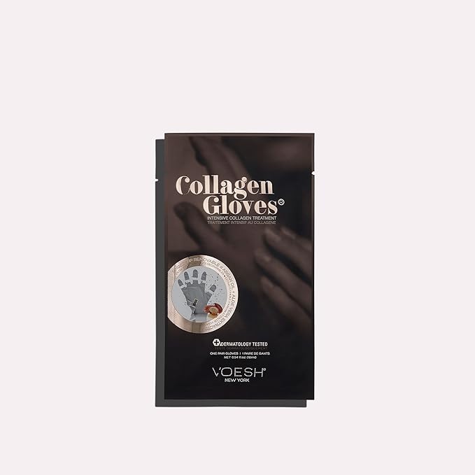 VOESH Collagen Gloves Trio, Vegan Hand Masks, 1 Pack of 3 pairs, Moisturizing Hand Mask, Lotion Gloves, Hydrating Gloves, Hand Care, Spa Manicure Gloves, Dry Hand Treatment