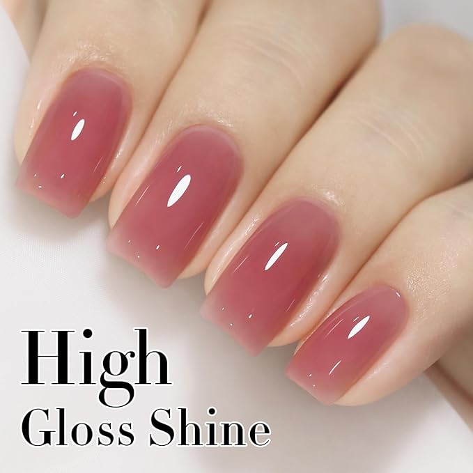 Double Rhythm Gel Polish 15ML Jelly Sheer Pastel Light Milky Color Pearl White Bottle 1 PC 0.5 OZ Full Size Nail Art Salon at Home (Rose Purple-D1373)