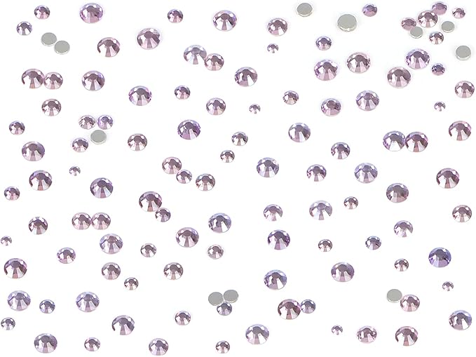 Bymitel 7200 Pieces 6 Mixed Sizes Glue Fix on Glass Rhinestones Round Crystal Gems Flatback for DIY Jewelry Making with one Picking Pen(6-Sizes 7200PCS, Green Pink)
