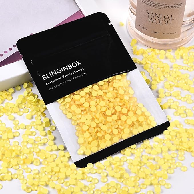 Blinginbox Flatback Rhinestones Round Gems, 1440pcs Luminous Series Glass Stones Neon Gems Non Hotfix Crystal Rhinestones for Nail Charms Crafts Clothes Tumblers,Yellow Neon,SS16.