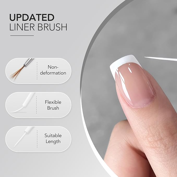 GAOY Gel Nail Polish Art Liner Set, White and Black 2Pcs 12ml Classic Colors Nail Paint Design with Thin Brush, UV Light Cure for DIY French Manicure at Home