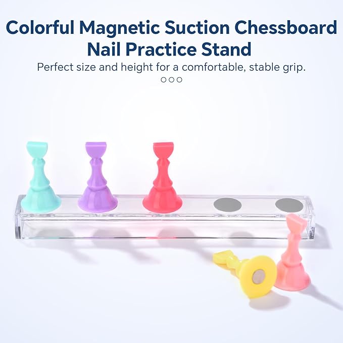 2 Sets Nail Stand For Press on Nails Art Display, Practice Fake Nail Tips Holder For Painting Nails Stand, Magnetic Nail Practice Stand For Home DIY Nail Art And Nail Salon (Colorful)