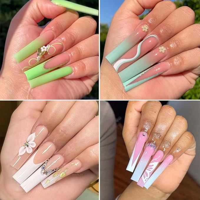 240pcs Extra Long Clear Half Cover False Nails Tips,3XL 12 Sizes C Curve French Acrylic False Nail Tips with Box for Nail Salon and Home DIY