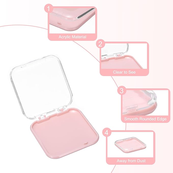 uxcell 20 Pcs Press on Nail Storage Box with Adhesive Double Sided Tape, Acrylic Nail Display Box for Nail Salon Home Storage Supplies, Clear/Pink