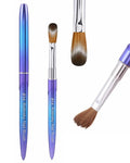 100% Pure Kolinsky Hair Acrylic Nail Art Brushes – Oval Crimped Tip for Acrylic Powder, Gradient Blue Metal Handle, Professional Nail Art Brush for Salon & DIY(#14)