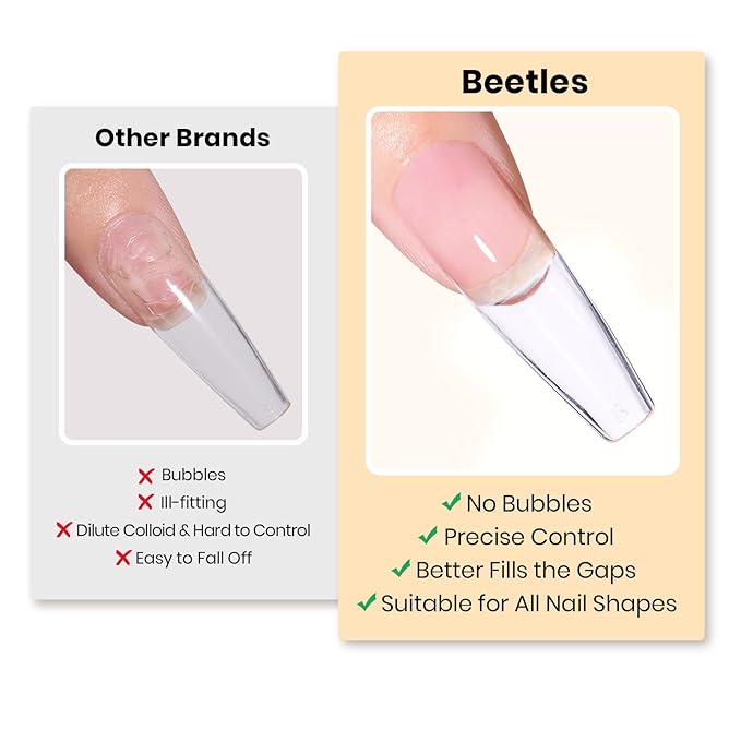 Beetles Solid Nail Glue Gel for False Tips, 15g Strong Adhesion for Press on Acrylic Tips, Clear Hard Gel 3D Sculpting for Spring Nail Art UV Light Cured
